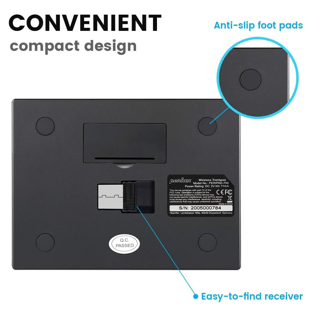 perixx PERIPAD-704 Wireless Touchpad, Large Size Portable Track Pad for Desktop & Laptop - Imported from UK