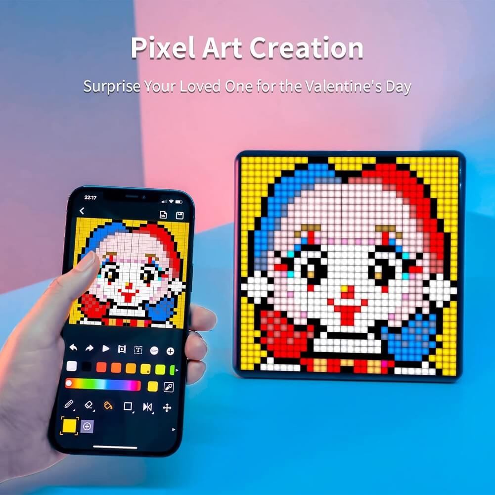 Divoom Pixoo-Max Multi-Purposes Bluetooth Digital Photo Frame, APP Cellphone Control Display 32 x 32 Programmable Pixel Art Led Display, Neon Light for Home Decoration, Business Advertisement, Window Sign - Imported from UK