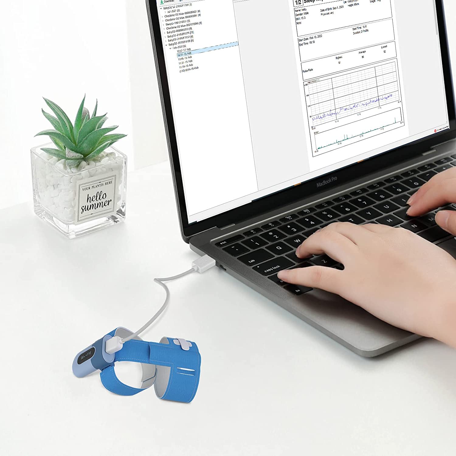 Wellue Original USB Data Cable, Capable of Transferring data for Checkme O2 Pro & Max, Visual Oxy, Oxiband Ring Pulse Oximeter, O2Ring, KidsO2, BabyO2, BabyS2 - Imported from UK