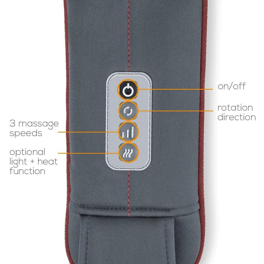 Beurer 3D Shiatsu Massage Belt with 8 3D Massage Heads 3 Intensity Levels Optional Infrared Light & Heat Functions, Suitable for Shoulders Neck Back & Legs (Amazon Container Product Without Box) - Imported from UK