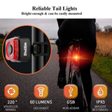 Deilin Bicycle Light Set, Up to 70 Lux, Osram LED Bicycle Light, USB Rechargeable, IPX5 Waterproof Front & Rear Bicycle Light Set - Imported from UK