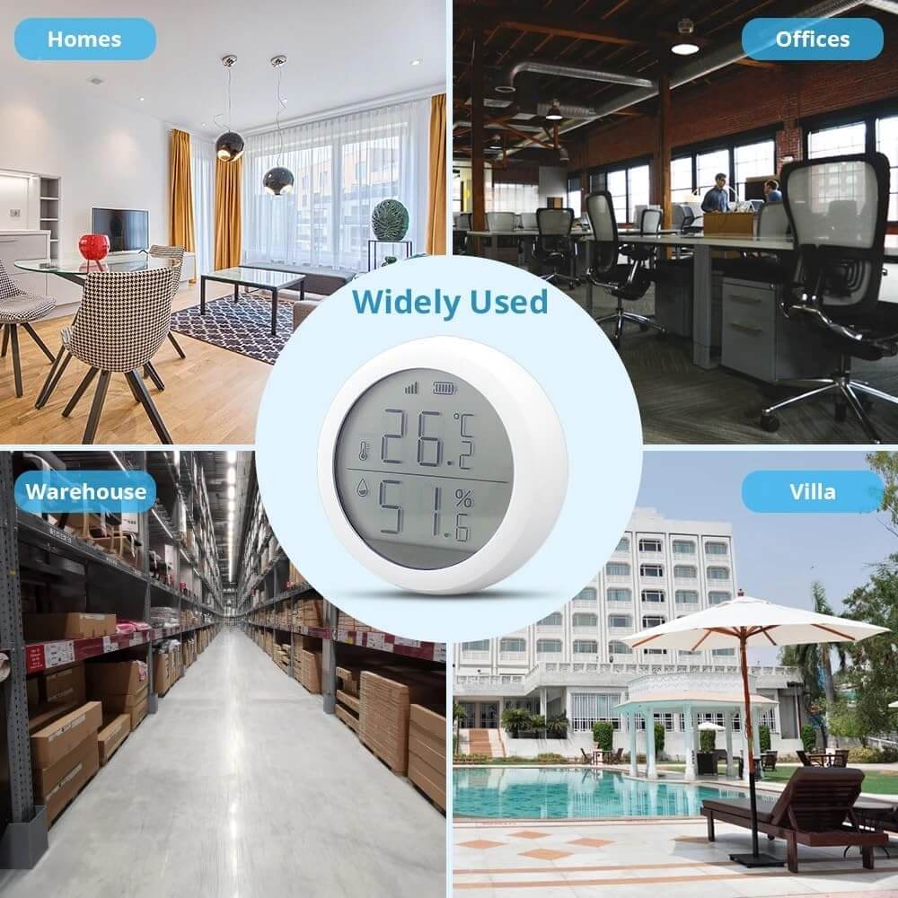 Wireless Temperature & Humidity Sensor with LCD Screen Display, Works With Tuya Zigbee - Imported from UK