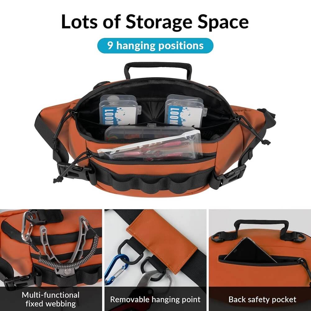 Exquisite Fishing Waist Bag Portable Waterproof Tackle Sling Bag For Outdoor Activities - Imported from UK