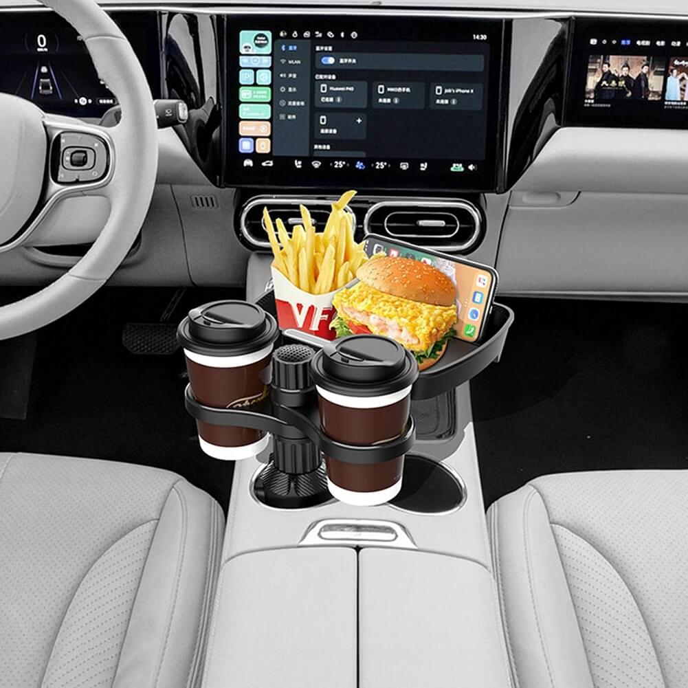 Multifunctional Car Cup Holder Tray with Swivel Base, 360° Adjustable Car Cup Holder Food Tray for Dining, Work & Travel (Container Product Without Box) - Imported from UK