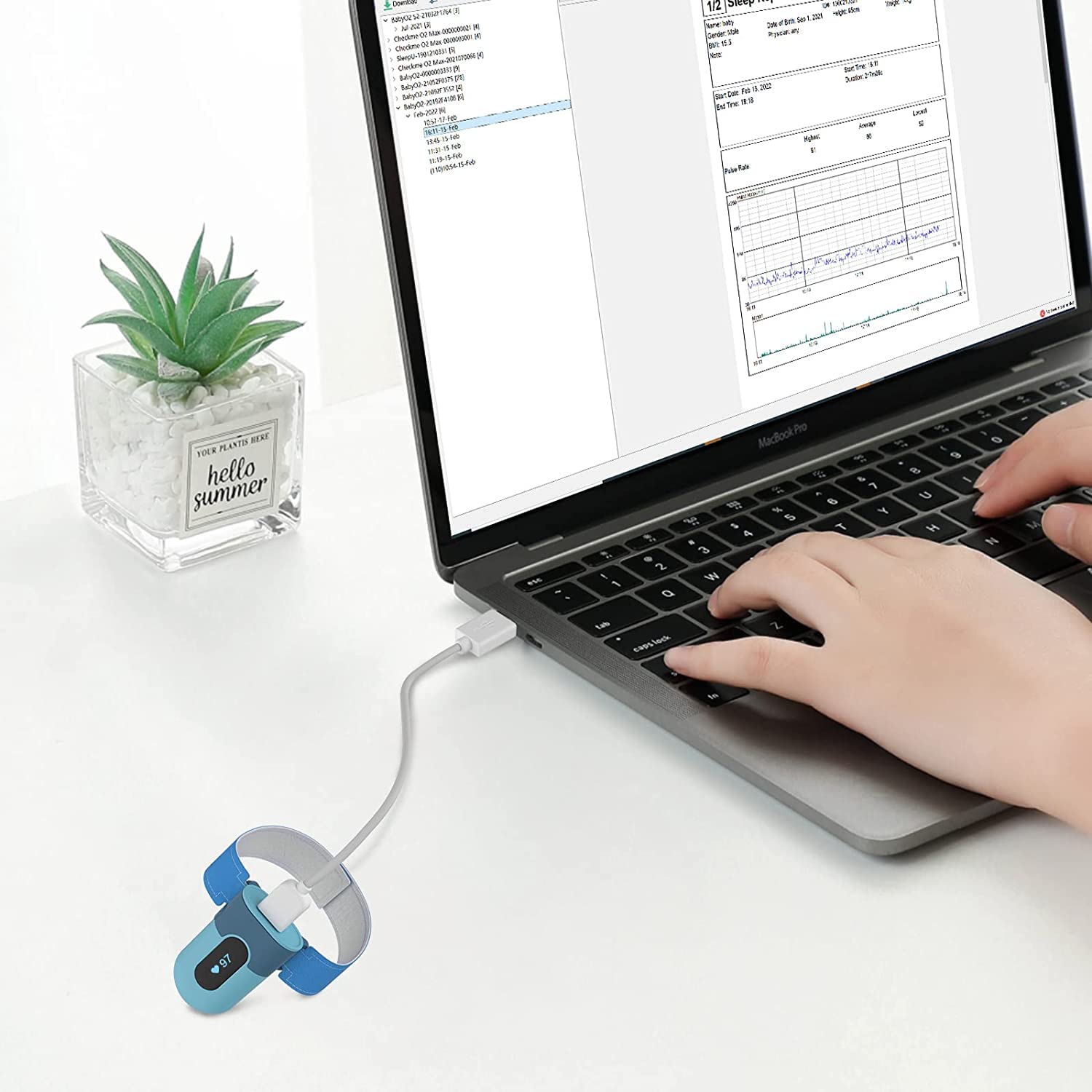 Wellue Original USB Data Cable, Capable of Transferring data for Checkme O2 Pro & Max, Visual Oxy, Oxiband Ring Pulse Oximeter, O2Ring, KidsO2, BabyO2, BabyS2 - Imported from UK