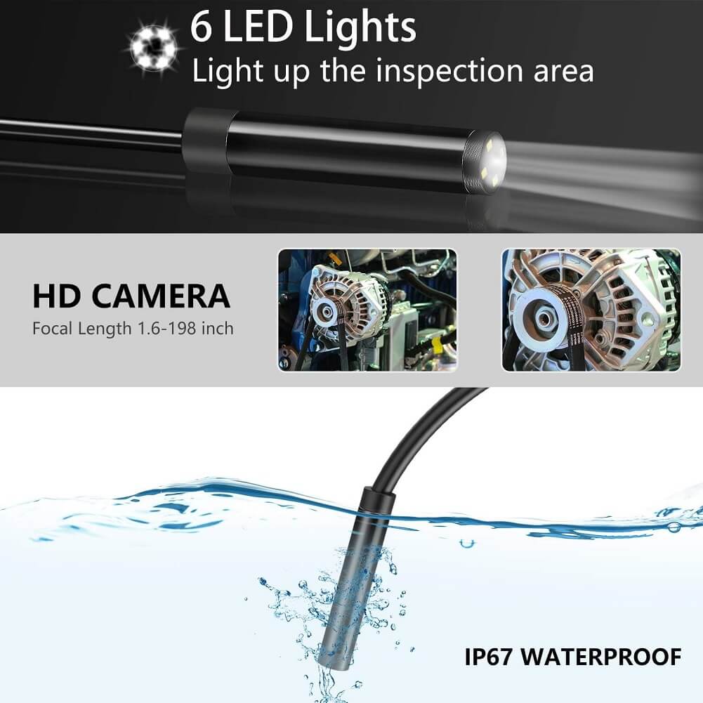 Inskam129 Digital Inspection Endoscope Camera with 4.3" Color LCD Screen, 1080P HD Borescope, 8mm Camera, 5m Probe - Imported from UK
