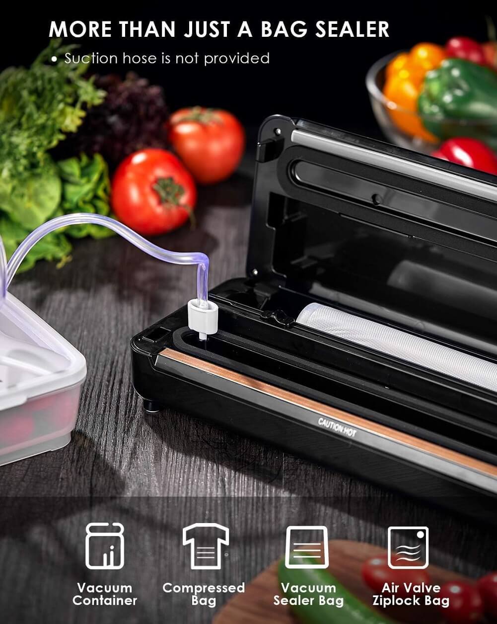 Aicok Vacuum Sealer Machine 3 In 1 Automatic / Manual Food Saver One-Touch Vacuum Air Sealing System Dry / Moist Food Modes with Cutter & a Vacuum Roll, 110W - Imported from UK