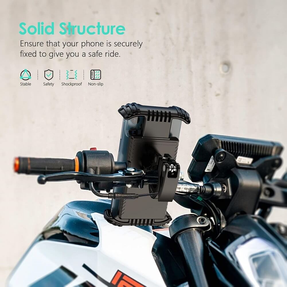 Autkors Adjustable Bike Phone Holder Mount, 360° Rotation Anti-Vibration Super Stable Bike Phone Mount Compatible with 4.7″ to 7.0″ Smartphones - Imported from UK
