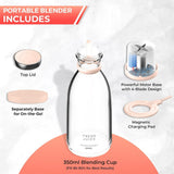 Portable Mini Blender, 350ml 1400mAh USB Rechargeable Multifunctional Personal Juicer Cup for Making Fruit Juice, Milkshakes & Smoothies for Travel, Office, Gym with Extra 1 Blender - Imported from UK