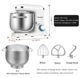 HOWORK Stand Mixer Stainless Steel 8L Bowl 1500W Food Mixer, Multi Functional Kitchen Electric Mixer with Dough Hook, Whisk, Beater - Imported from UK