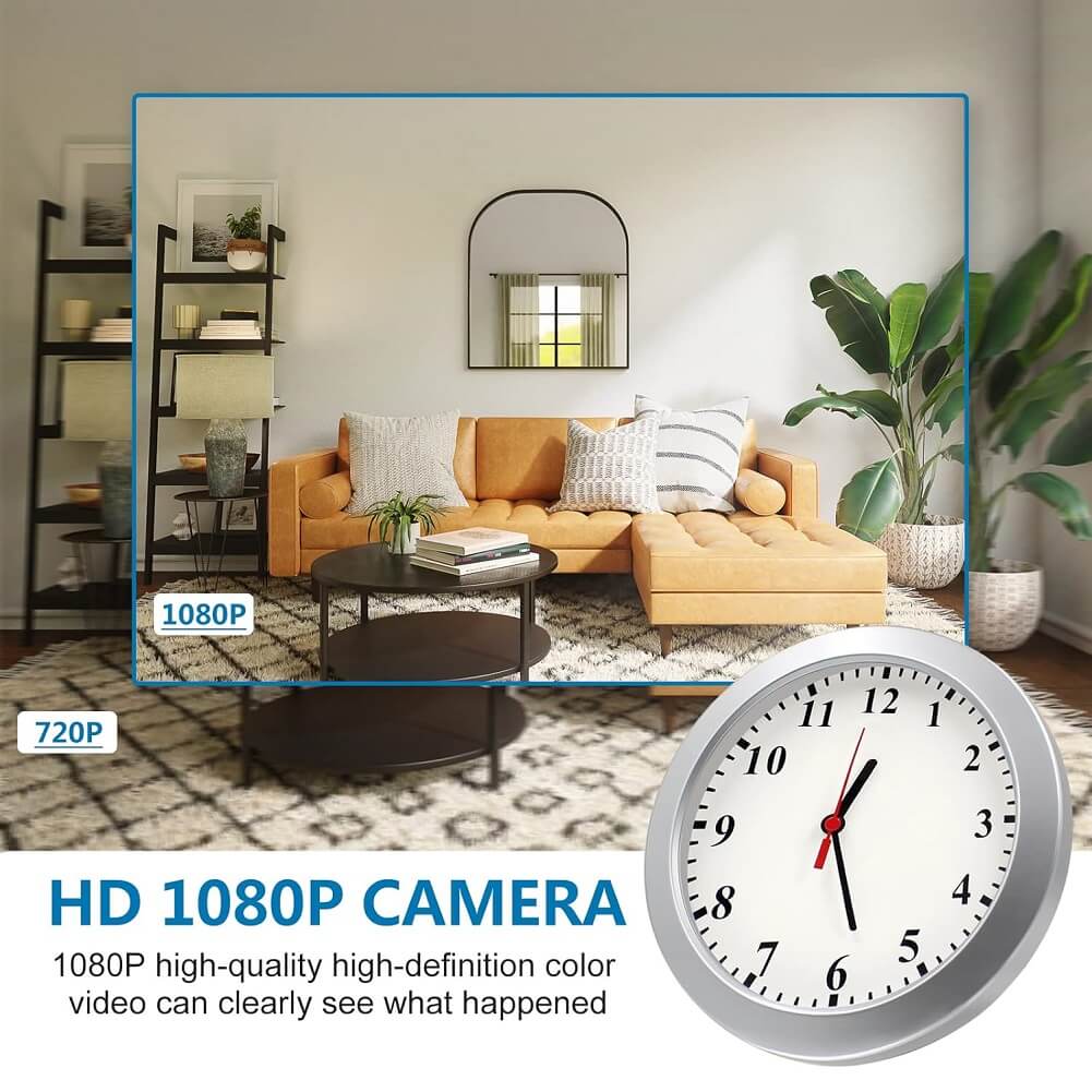Wall Clock Spy Camera HD 1080P Mini Hidden Spy Camera Wall Clock, Mini Video Recorder Security Camera with Longtime Recording Motion Detection for Home/Office Safety - Imported from UK