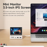 HAGIBIS Mini PC Monitor 8-in-1 USB-C Docking Station with 3.5" IPS Screen, USB 3.0 & HDMI - Imported from UK