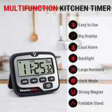 ThermoPro TM01 Digital Kitchen Timer with Large LCD Display, Touchable Backlit & Count Up Countdown Timer - Imported from UK