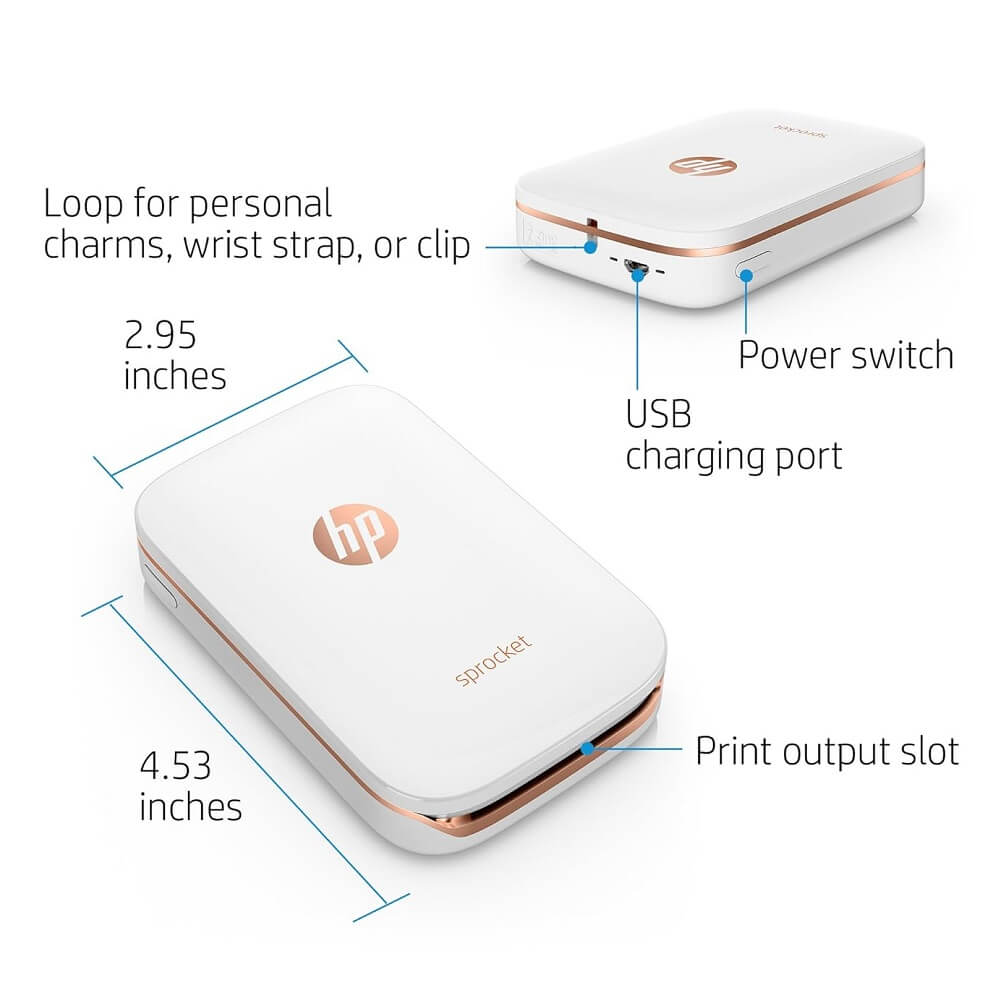 HP Sprocket Photo Printer, Portable Print Social Media Photos on 2x3" Sticky-Backed Paper (Container Product Without Box) - Imported from UK