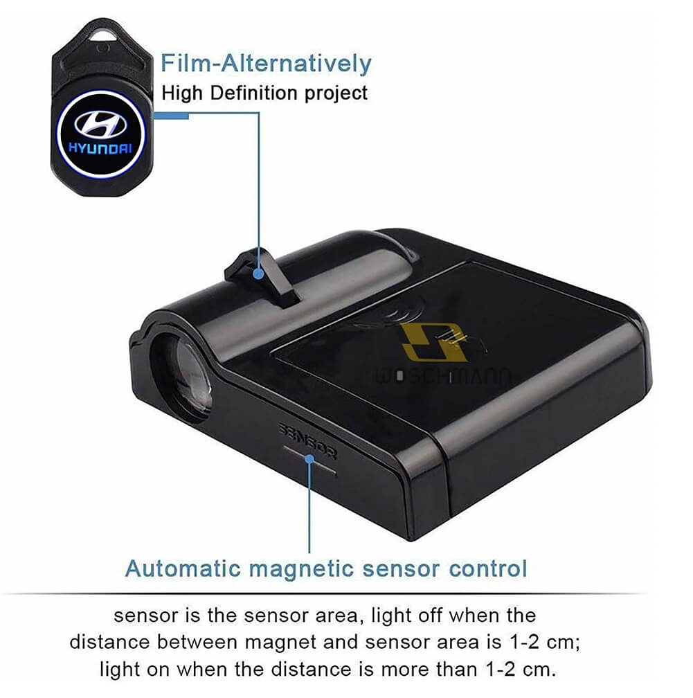 Wireless Car Welcome Logo Shadow Projector Ghost Lights, HYUNDAI Logo (Pack of 2) - Imported from UK