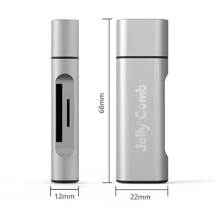 Jelly Comb USB 3.0 Card Reader with USB-C Adapter for PC, Macbook, Android Smartphones, Support SD, Micro SD, SDXC, SDHC, Micro SDHC, Micro SDXC Card Reader - Imported from UK