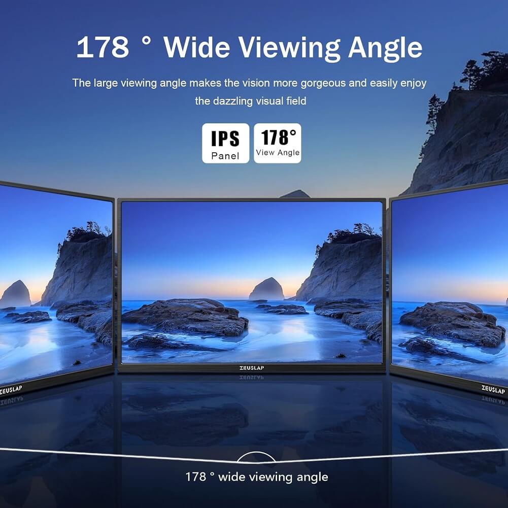 ZEUSLAP P16 16" Portable Monitor, 1920*1200 60Hz 100% sRGB IPS Screen Computer Gaming Monitor for Laptop Phone Switch Xbox PS4/PS5 Steam Deck - Imported from UK