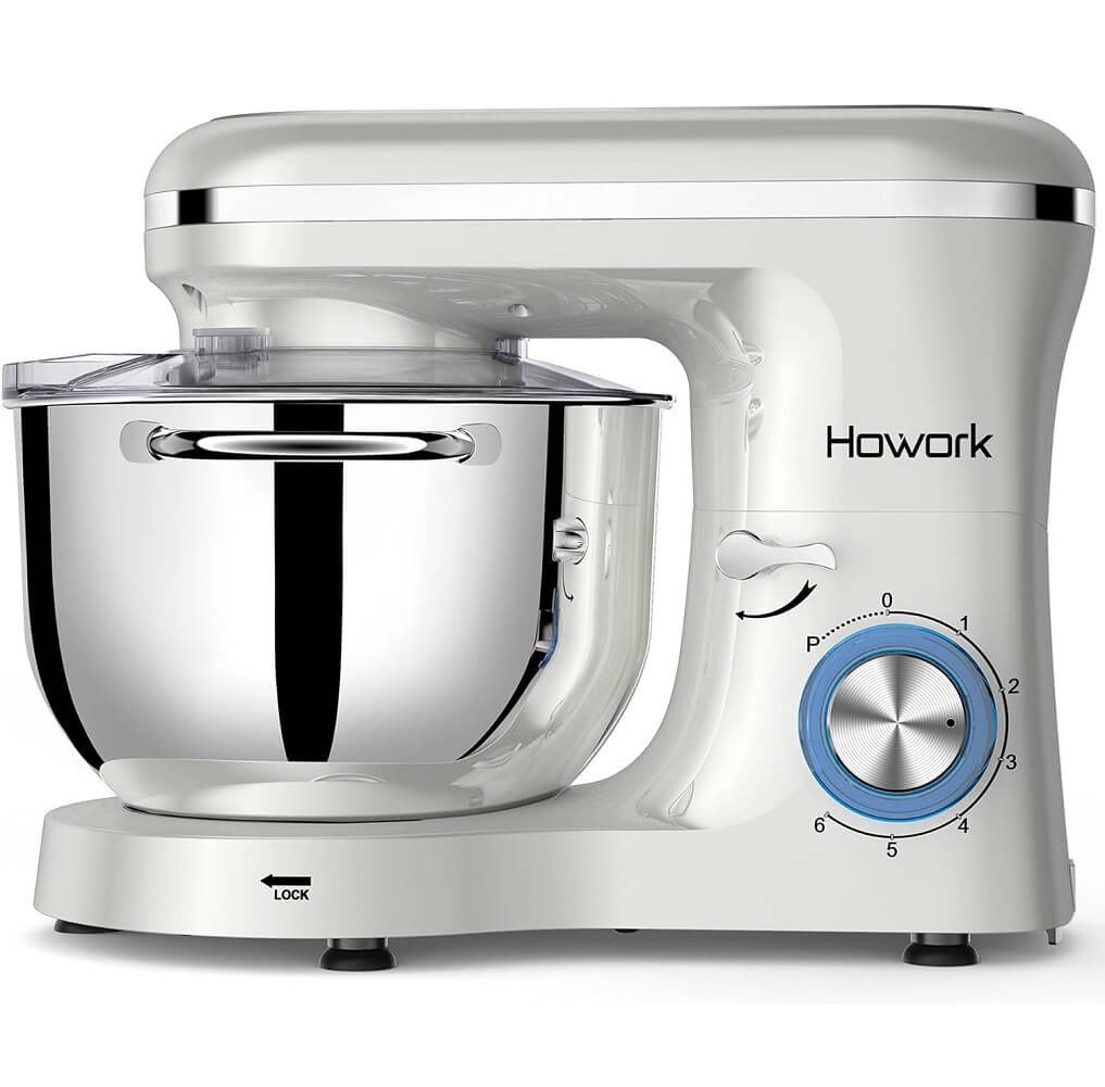 HOWORK Stand Mixer Stainless Steel 8L Bowl 1500W Food Mixer, Multi Functional Kitchen Electric Mixer with Dough Hook, Whisk, Beater - Imported from UK