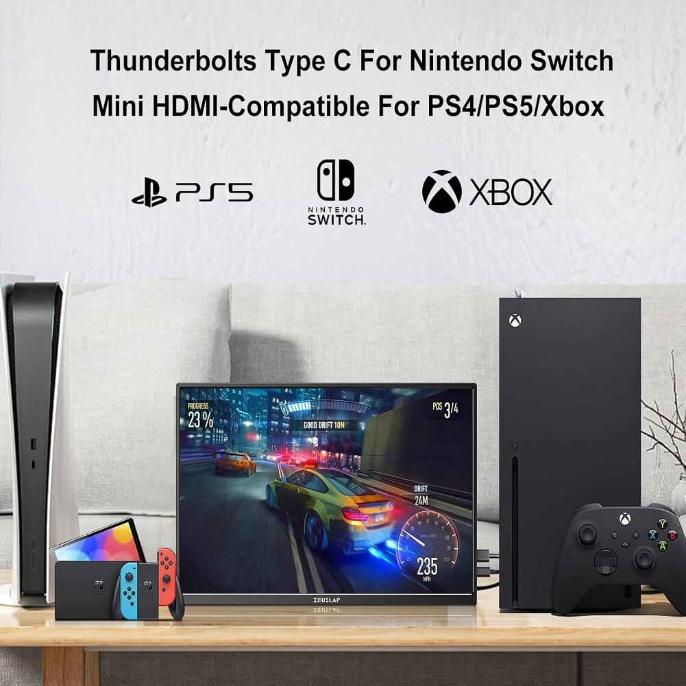 ZEUSLAP P16 16" Portable Monitor, 1920*1200 60Hz 100% sRGB IPS Screen Computer Gaming Monitor for Laptop Phone Switch Xbox PS4/PS5 Steam Deck - Imported from UK