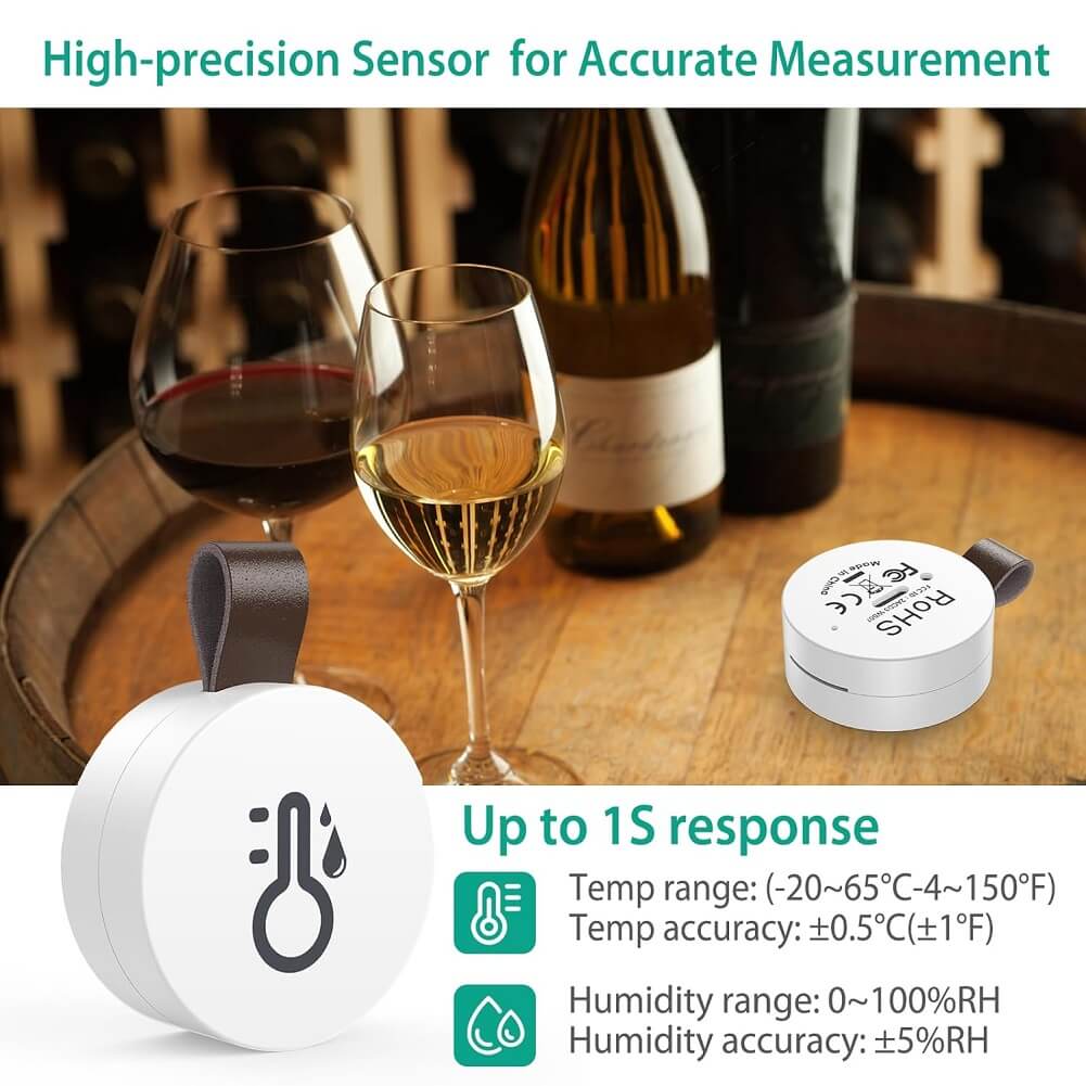 SensorBlue Bluetooth Thermometer Hygrometer, Mini Wireless Humidity Temperature Sensor with Data Export & Alert, Temp Humidity Monitor (Pack of 2) - Imported from UK