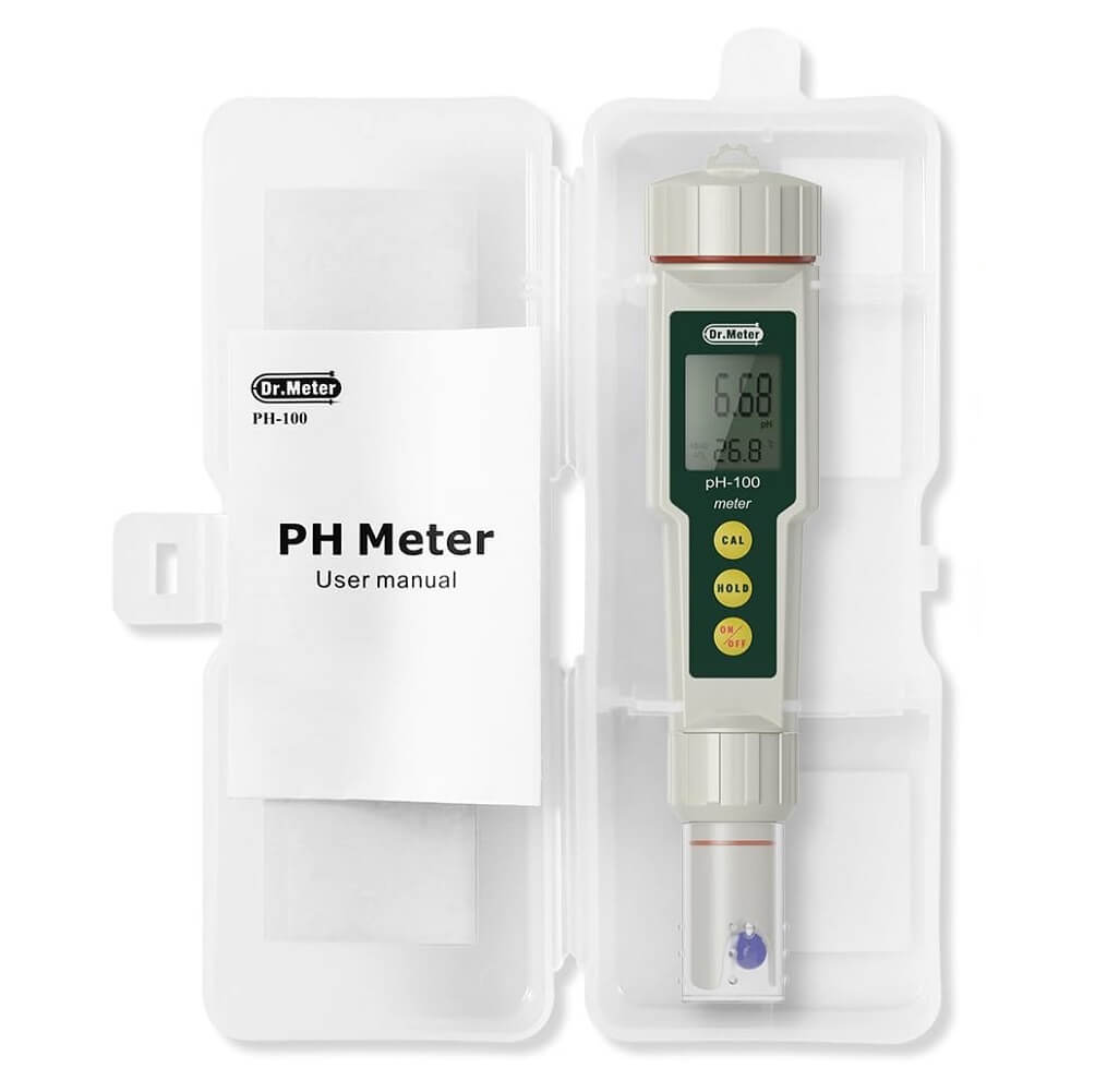 Dr.Meter PH100 Ph Meter, 0.01 Resolution High Accuracy Pocket Size Ph Meter with ATC, 0-14pH Measurement Range Water Quality Tester for Household Drinking, Pool, Juice, Laboratory & Brewing - Imported from UK