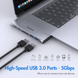 ZMUIPNG 7-in-2 USB C Hub for MacBook Air/Pro, USB-C Adapter with 4K HDMI, 2x USB3.0, Thunderbolt 3, SD/TF Card Reader (TB3) - Imported from UK