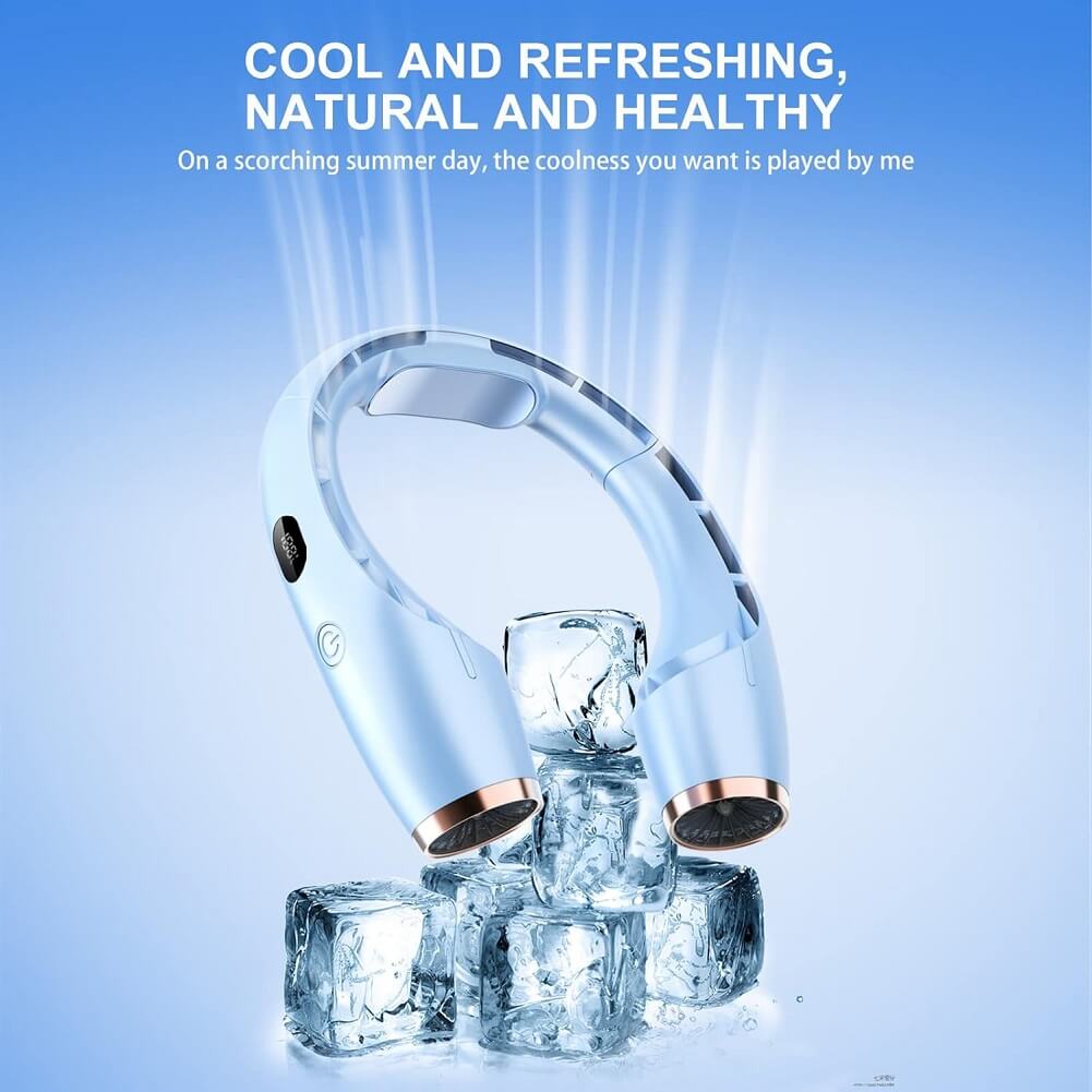 Bladeless Hanging Neck Fan with Digital Display Semiconductor USB Charging Fan with 4000mAh Battery & 3 Wind Speed - Imported from UK