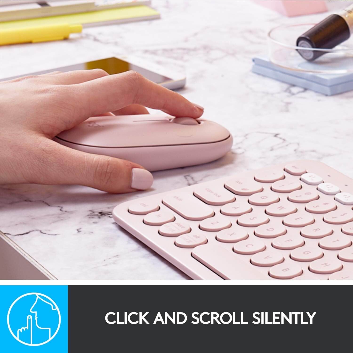 Logitech Pebble Bluetooth Wireless Mouse, Slim Silent Computer Mouse with Quiet Click - Imported from UK