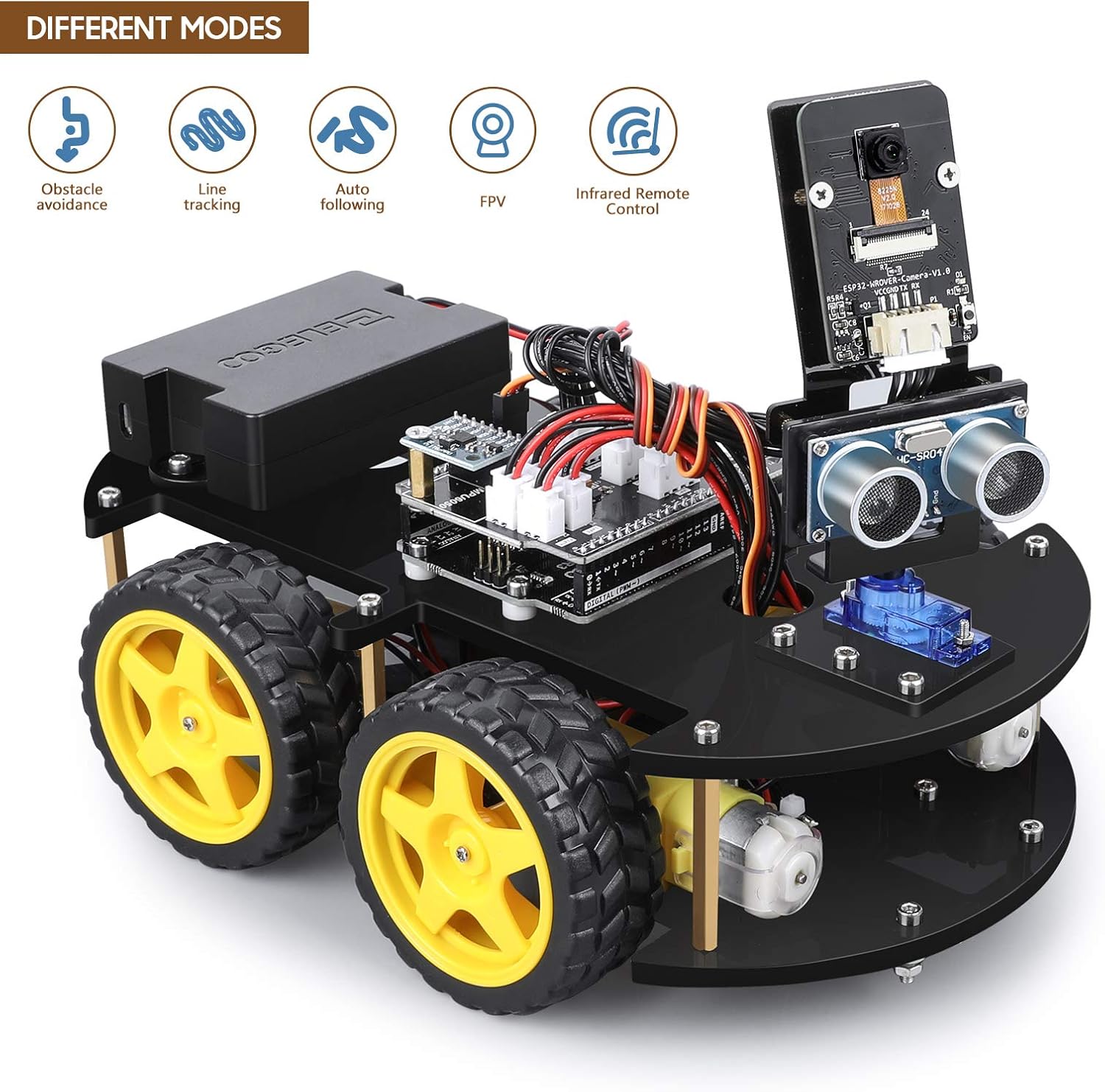 ELEGOO UNO R3 Project Smart Robot Car Kit V 3.0 Intelligent and Educational Construction Toy Car Robotic Kit For Kids & Teens Arduino Learner - Imported from UK