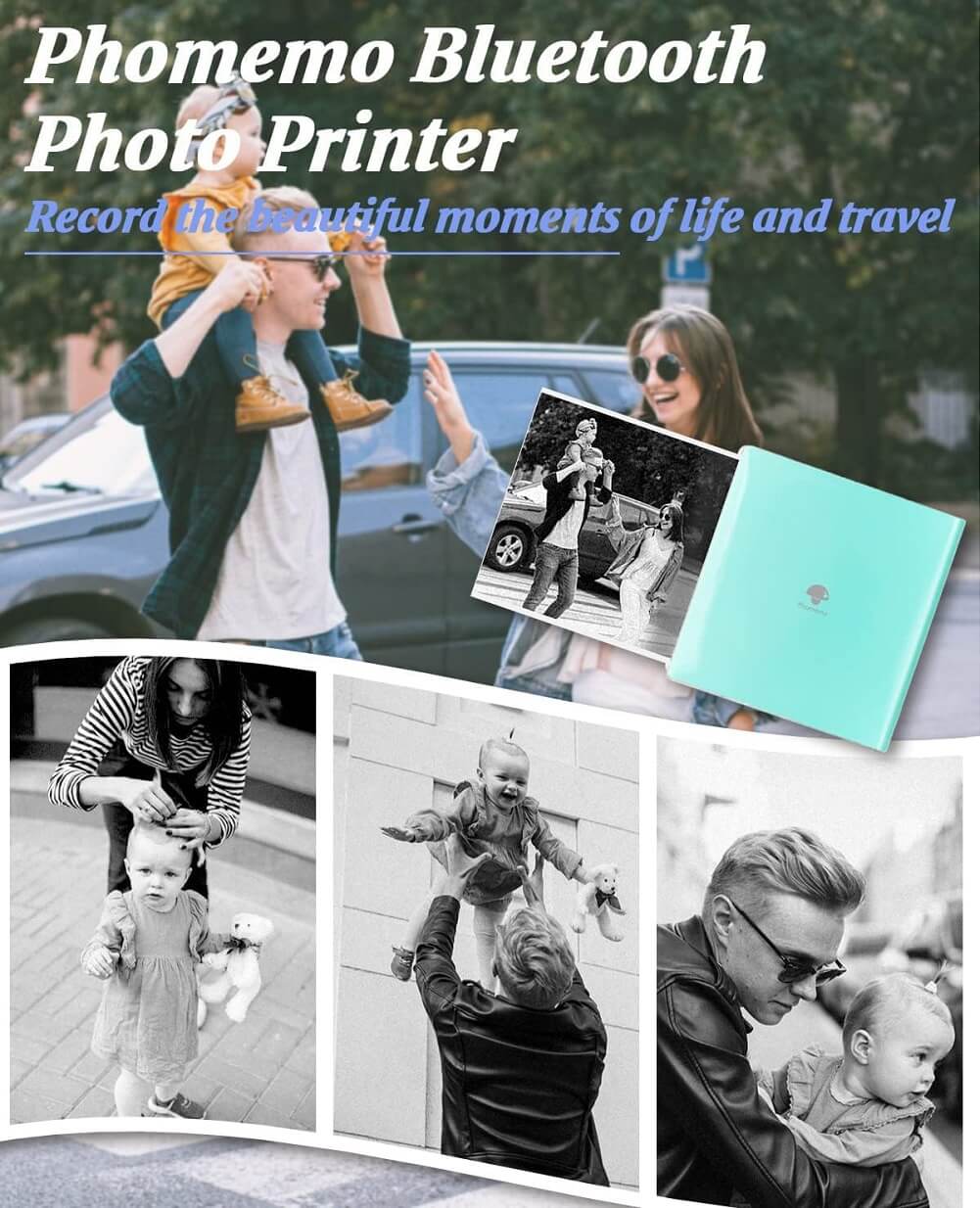 Phomemo 300dpi Mini Photo Printer, Pocket Thermal Bluetooth Printer Compatible with iOS & Android for Photo Printing, Plan Journal, DIY Cards, List, Travel, Work & Study - Imported from UK