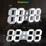 3D 15" LED Digital Wall Clock with Remote Control, Large Display 12/24H Date Temperature Snooze Adjustable Brightness Clock for Warehouse Office Home Living Room - Imported from UK