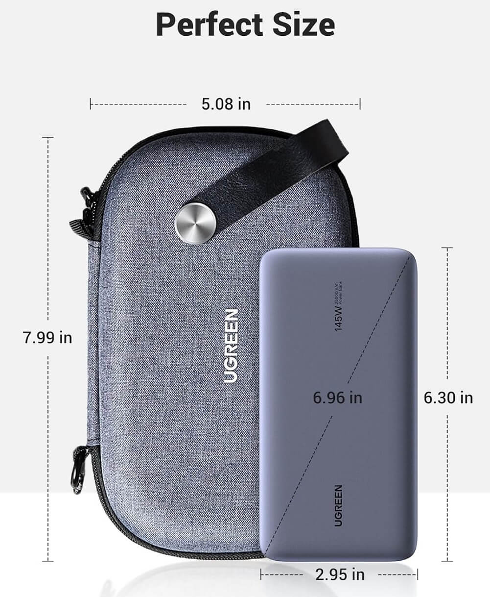 UGREEN Travel Accessories Bag, Portable Organizers Pouch Hard Case for Cable Charger Adapter Power Bank Hard Drive Earbuds Hub & More - Imported from UK