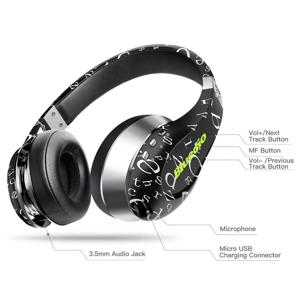 Bluedio A (Air) Stylish Wireless Bluetooth 4.1 Headphones with Mic - Imported from UK