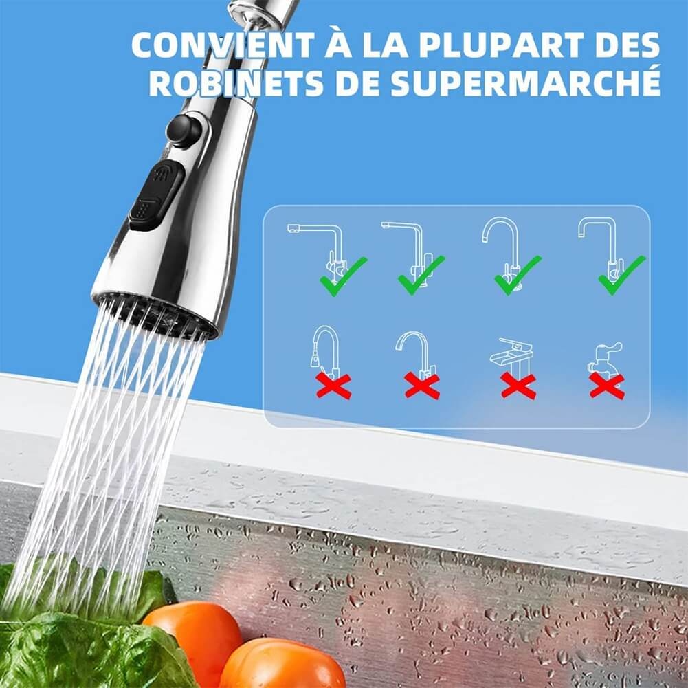 Nasml Pull Down Kitchen Faucet, 3-Function Pull Out Spray Head, Rotatable Anti -Splash Faucet for Kitchen - Imported from UK
