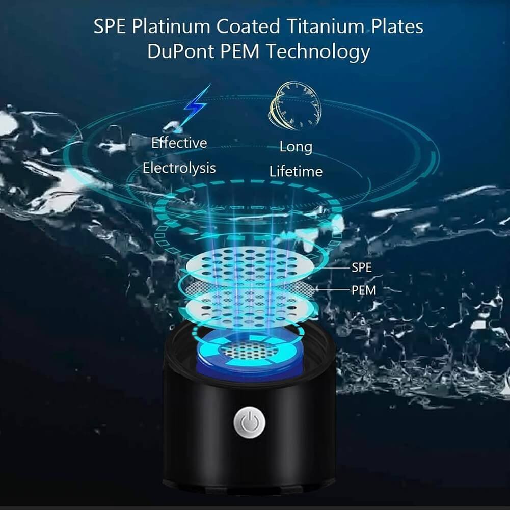 Hydrogen Water Generator Bottle, Portable Rechargeable Hydrogen Water Ionizer Machine, 420ml Hydrogen Rich Water Glass Health Cup for Home Travel (Container Product Without Box) - Imported from UK