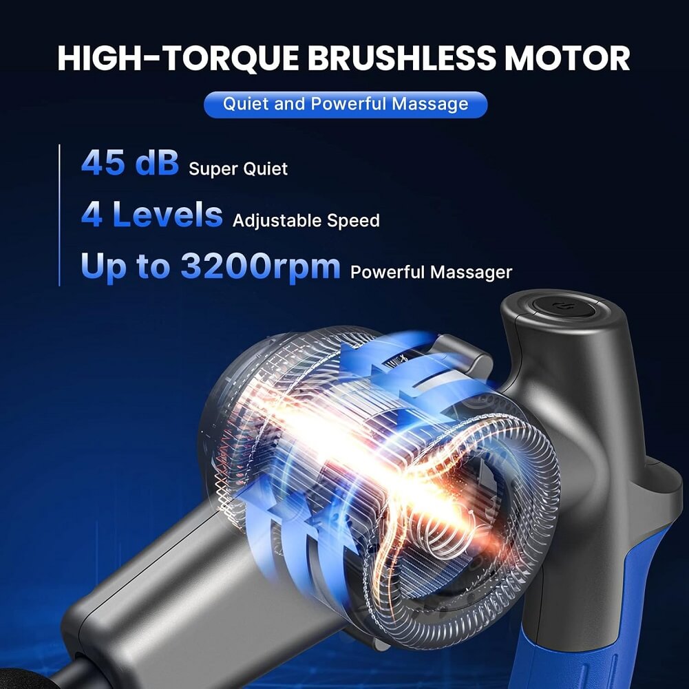 RENPHO Massage Gun Deep Tissue Muscle Massager with Adjustable Arm & 6 Massage Head, Percussion Handheld Electric Muscle Massager for Sore Muscle, Stiffness Pain Recovery - Imported from UK
