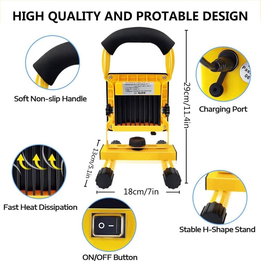 Beeway 20W Rechargeable LED Flood Light, Super Bright 3000LM IP65 Waterproof Work Light for Garage Garden Fishing Camping Car Repair BBQ - Imported from UK