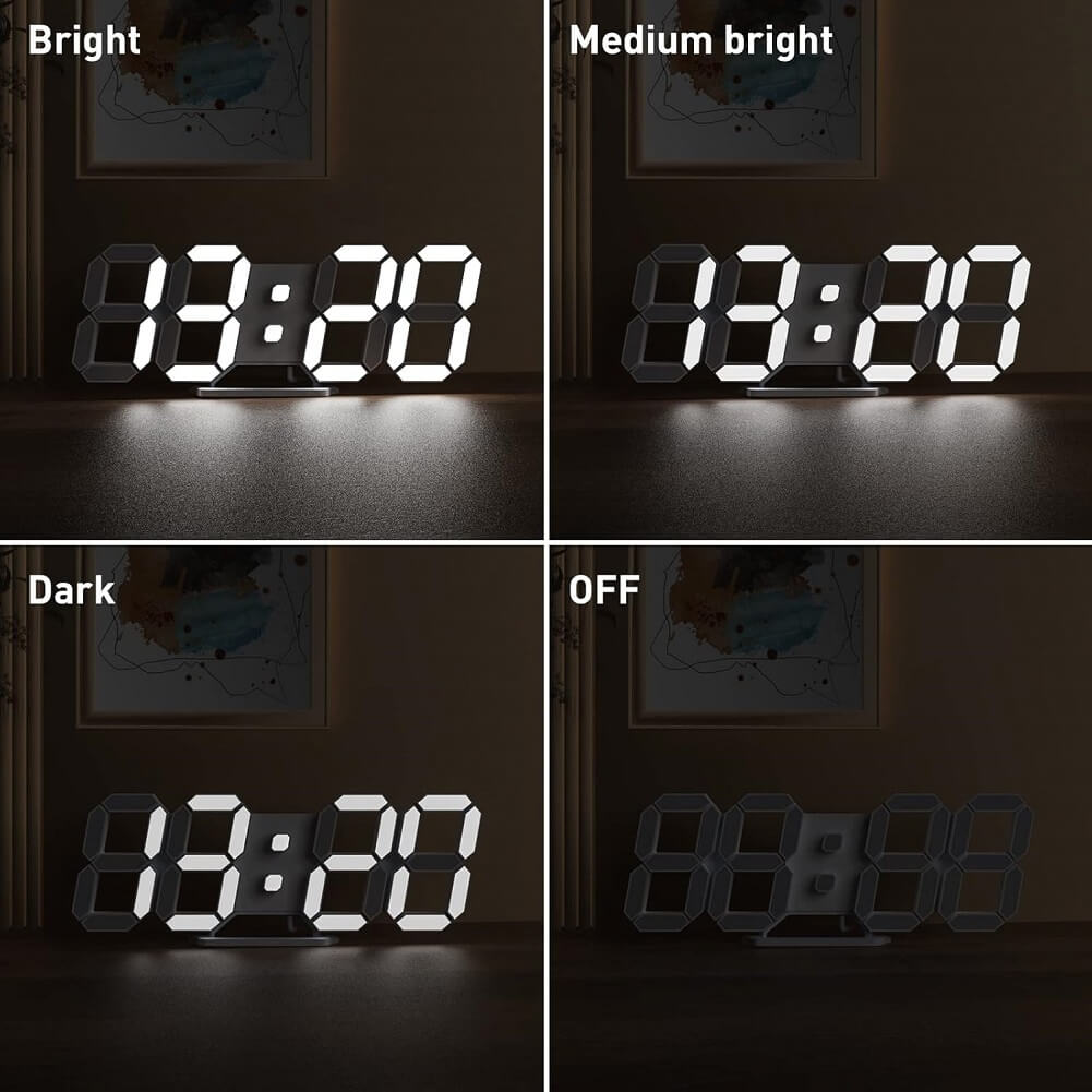 3D 15" LED Digital Wall Clock with Remote Control, Large Display 12/24H Date Temperature Snooze Adjustable Brightness Clock for Warehouse Office Home Living Room - Imported from UK