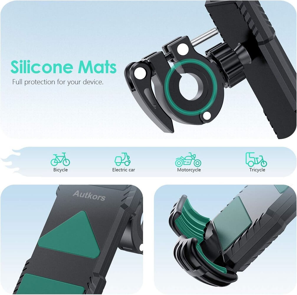 Autkors Adjustable Bike Phone Holder Mount, 360° Rotation Anti-Vibration Super Stable Bike Phone Mount Compatible with 4.7″ to 7.0″ Smartphones - Imported from UK