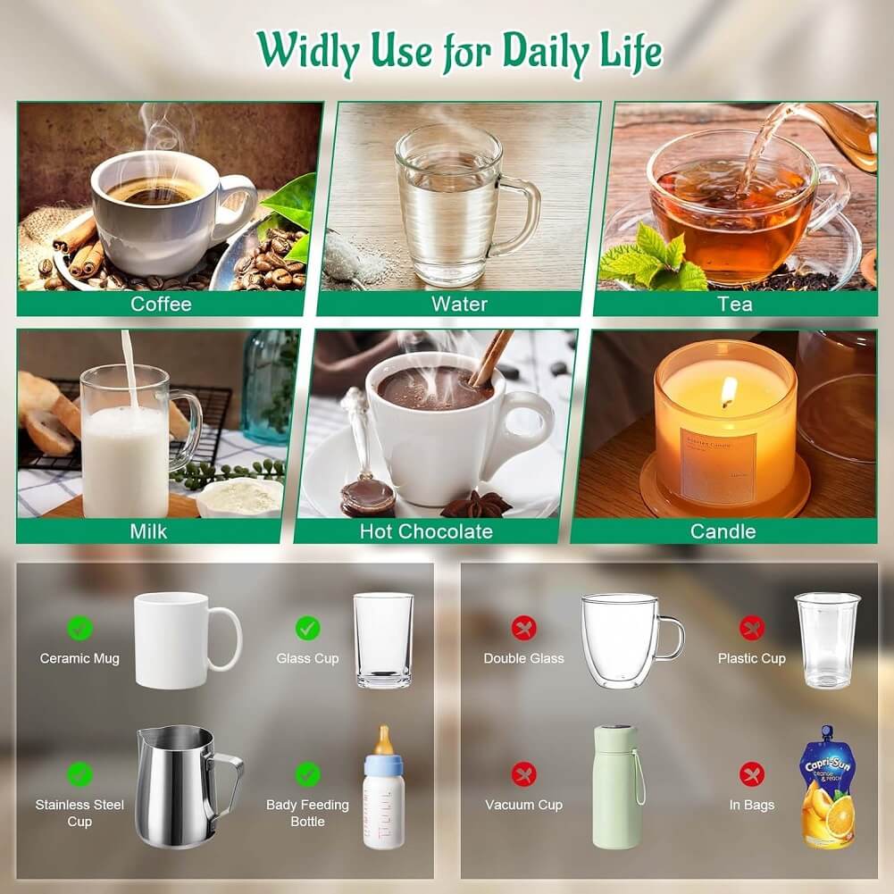 Shinehalo Mug Warmer Coaster for Desk Smart Cup Warmer with 3 Temperature Settings & Touch Screen Switch, Electric Beverage Warmer for Heating Coffee/Water/Milk/Tea/Hot Chocolate & More - Imported from UK