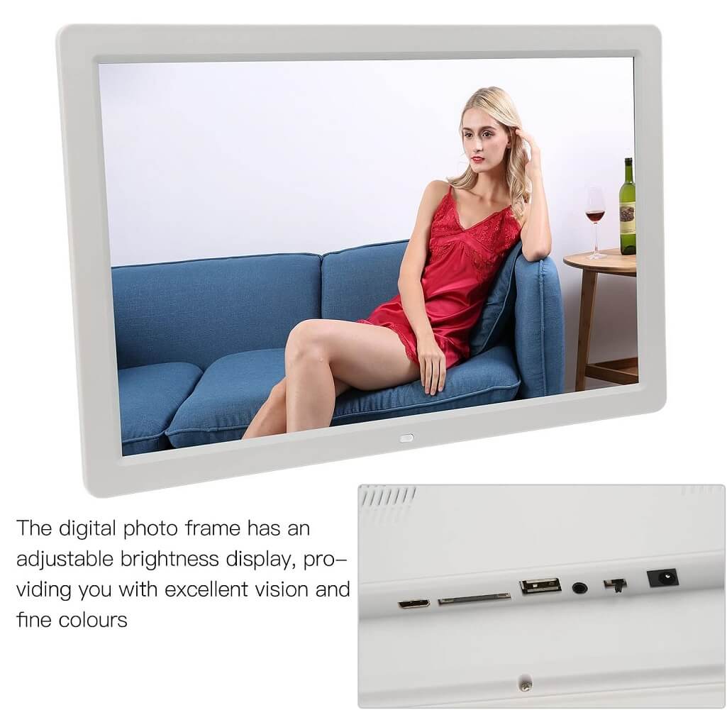 Digital Photo Frame with Remote Control 17" Full HD 1080P Electronic Album with TFT LED Display Support USB SD Card Slot Built in Stereo Speaker  - Imported from UK