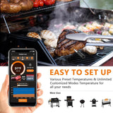 AIRMSEN Wireless Bluetooth Meat Thermometer, Digital Meat Thermometer with Smart APP for Oven Cooking, Grill, BBQ, Smoker, 300ft Range, IPX7 Waterproof Wireless Meat Probe  - Imported from UK