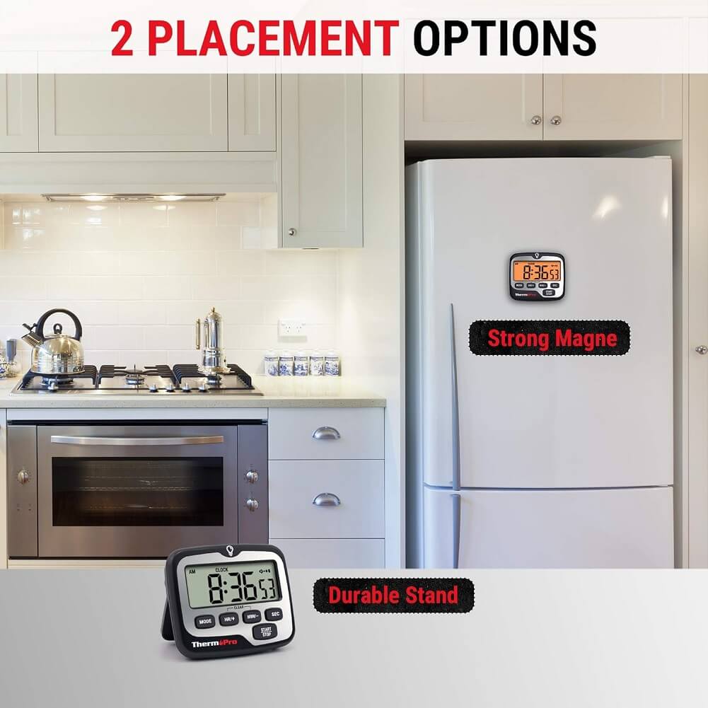 ThermoPro TM01 Digital Kitchen Timer with Large LCD Display, Touchable Backlit & Count Up Countdown Timer - Imported from UK