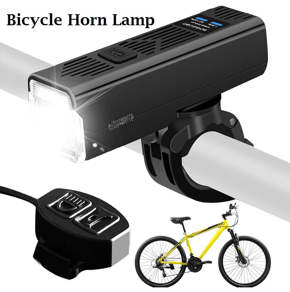 Bicycle Horn Lamp for Night Riding with Double T6 Lamp Beads, IPX4 Waterproof, USB Charging, 360° Rotating Bracket - Imported from UK