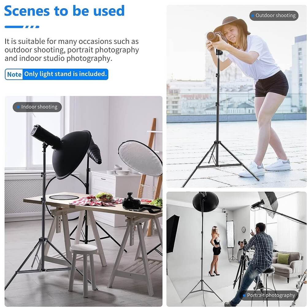 Neewer 200cm 25-22-19 Photography Light Stand, Adjustable Sturdy Tripod Stand for Reflectors, Softboxes, Umbrella, Strobe Light & Other Equipment - Imported from UK