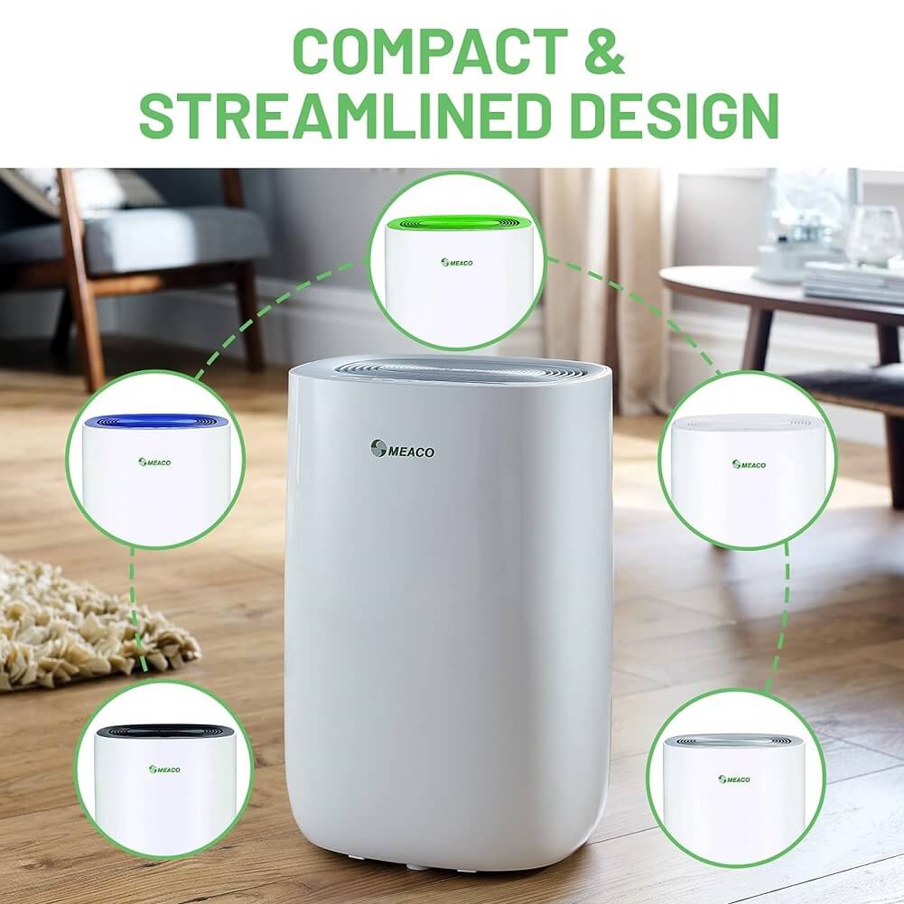 MeacoDry ABC 10L Dehumidifier, Ultra Quiet Energy Efficient Electric Compressor Dehumidifier Ideal for Home, Kitchen, Bedroom, Bathroom, Crawl Space, Baby Room, RV, Caravan, Removes Condensation, Damp Mold & Moisture - Imported from UK