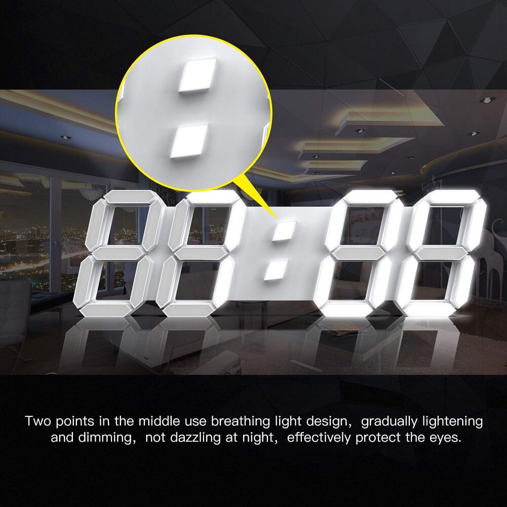 3D 15" LED Digital Wall Clock with Remote Control, Large Display 12/24H Date Temperature Snooze Adjustable Brightness Clock for Warehouse Office Home Living Room - Imported from UK