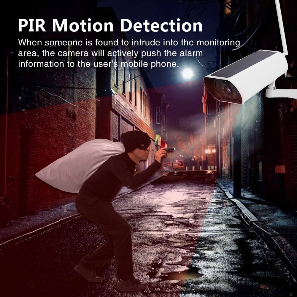 WiFi Solar Powered Bullet Camera, 1080P Outdoor Security Camera with 2 Antennas, Night Vision  Function, TF Card Storage, IP66 Waterproof - Imported rom UK