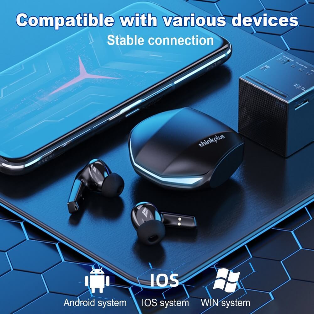 Lenovo thinkplus Live Pods GM2 Pro, Bluetooth 5.3 Tri Band Low Latency Gaming Headset, 360 Stereo Surround Sound, Audio Visual Synchronization with Panorama Sound Effect - Imported from UK