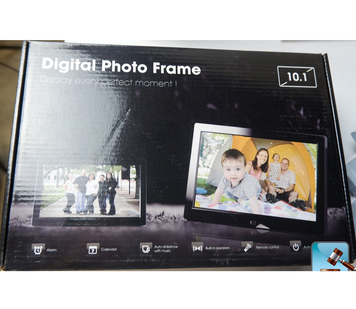 Digital Photo Frame with 10.1" 1024×600 LCD Screen Photo/Music/Video Player/Calendar/Alarm with Remote Control Auto-rotate & Wall Mountable - Imported from UK